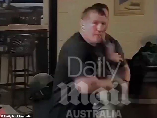 Geyer believes Gallen (pictured during the brawl exclusively revealed by Daily Mail Australia) is a 'double target' because he was a footy star and a boxer