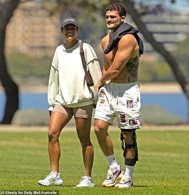 Cleary wore a knee brace after being injured during his match-winning performance as he guided Penrith to their third successive premiership last month