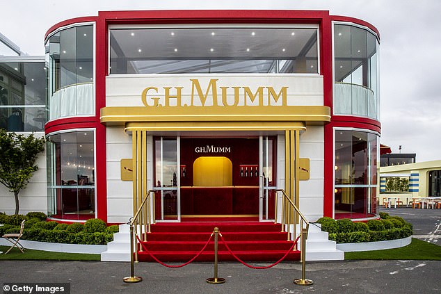 Among the luxury brands in the tent are GH Mumm, the event's official champagne sponsor, as well as Lexus and Don Julio