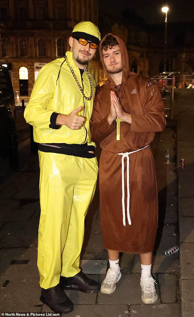 These two boys dressed up as Ali G and a monk while out on the town in Newcastle