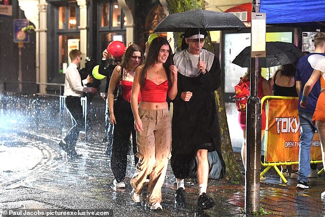 A boy dressed as a nun braved the rain for a night out in Portsmouth