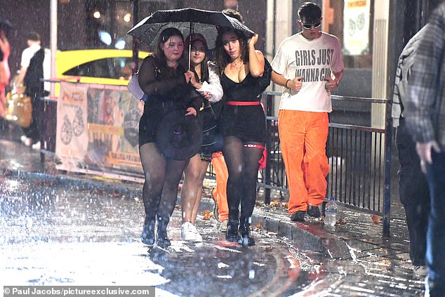 The torrential rain didn't stop this group of girls as they were out and about in Portsmouth