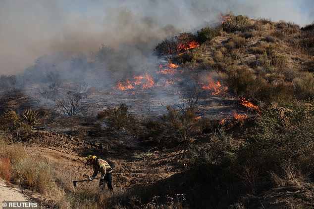 The affected area in Riverside County is sparsely populated and the fire initially started in the uninhabited, dry, bushy hills of Aguanga.