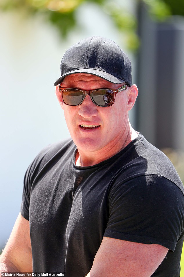 Gallen quickly put on a pair of sunglasses when he realized he was being photographed, just 24 hours after Daily Mail Australia published images of the brawl