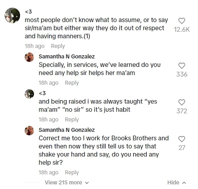 Many people defended the restaurant staff, saying: 'They do it out of respect'