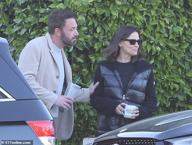 Sweet: Ben and Jennifer laughed a few times and he even playfully touched her shoulder as they chatted while enjoying their morning coffee