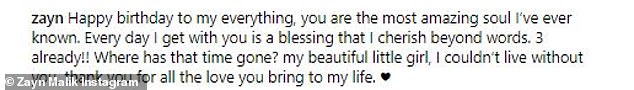 Proud dad: Captioning the adorable photos, he wrote: 'Happy birthday to my everything, you are the most amazing soul I have ever known'