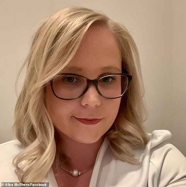 The body of Alice Rose McShera (pictured) was found in a suite at Crown Towers in Perth at around 11am on Monday after the 34-year-old was allegedly beaten to death with a blunt object by her boyfriend, Cameron John Pearson.