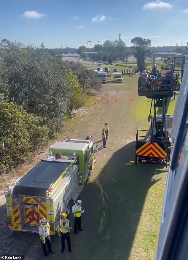 The train stopped after suffering a flat tire, a Disney World spokesperson confirmed