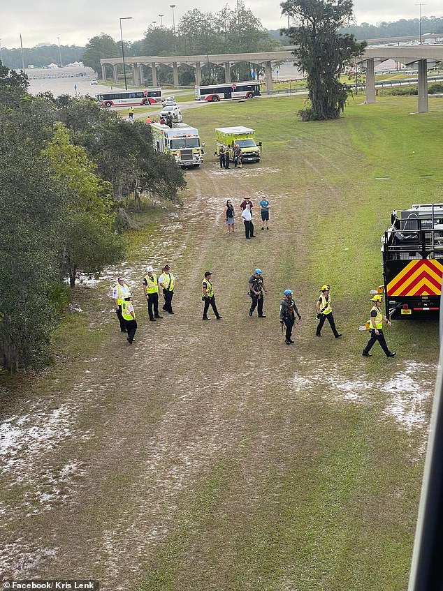 The Reedy Creek Fire Department and Orange County Fire Department responded to the incident and rescued passengers on board