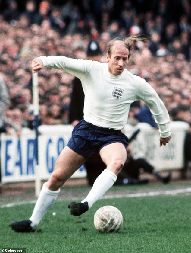 Sir Bobby Charlton representing his country against Wales in April 1970