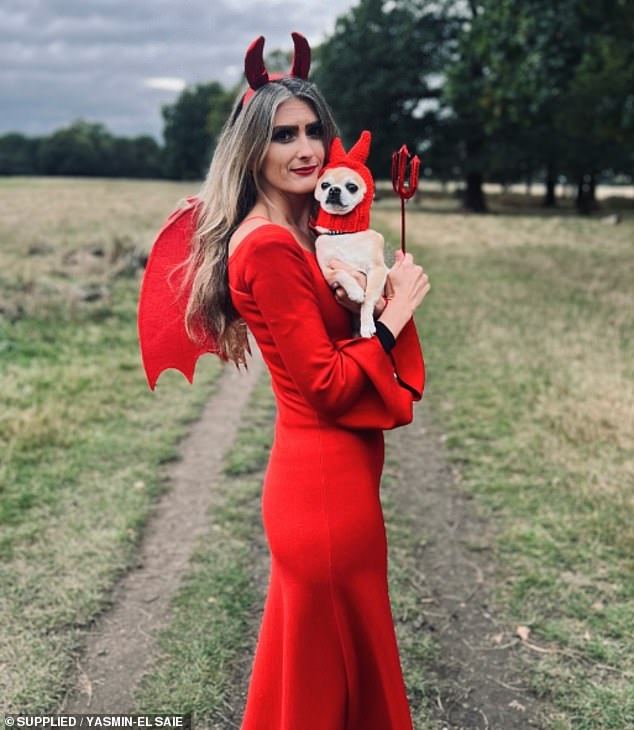 Yasmin-El Saie from London and her dog Chilli also had matching devil outfits for Halloween this year