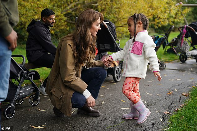 At one point, the royal man was seen kneeling to hold the hand of a youth