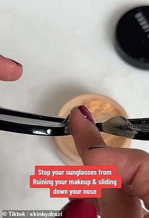 Dr.  Shirazi explained that applying powder to the inside of your sunglasses can keep them from slipping