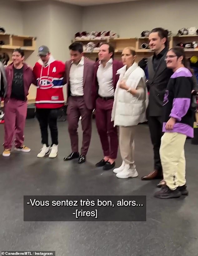 Looking in good spirits: Montreal's vice-president of hockey communications Chantal Machabée took to her Instagram to share a video of the iconic singer, who appeared in good spirits as she hugged Machabee