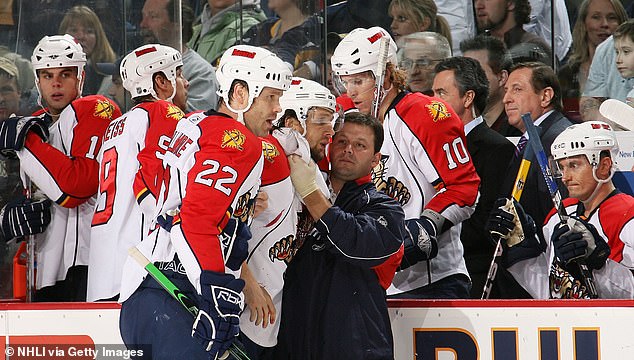 Richard Zednik (center) suffered a similar injury during an NHL game in 2008