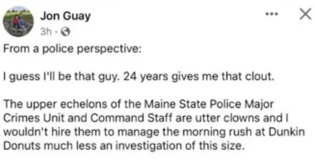 Sergeant Guay, a 24-year veteran of the Lewiston Police Department who was born in the city, later deleted his impassioned post