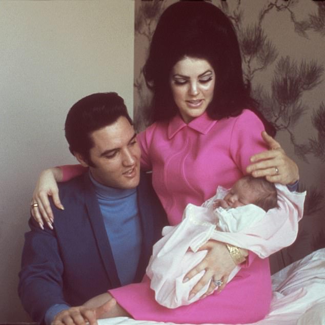 Famous family: Lisa is seen as a baby with father Elvis Presley and mother Priscilla