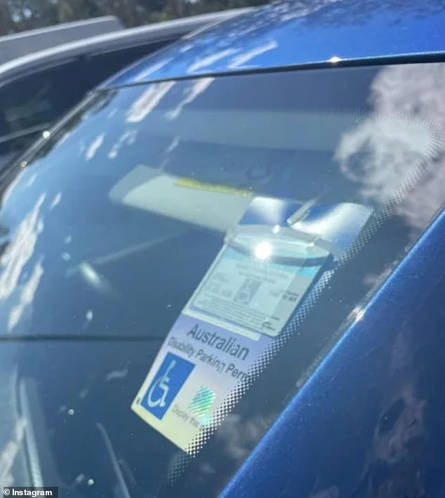 The vehicle had a disabled parking permit (pictured), which was displayed, further infuriating Mr Laine