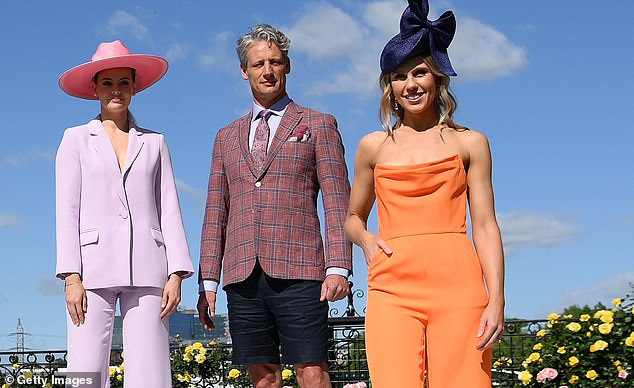 New rules from the Victorian Racing Club will allow men to wear shorts in the members' area at Flemington for the very first time in the Melbourne Cup's long history (Photo: A male model wears shorts at the launch of the Cup Carnival on Monday)