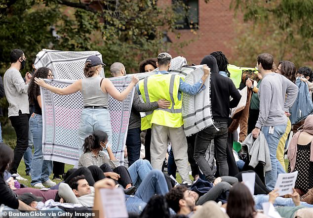 On October 18, a pro-Palestinian 'Die In', consisting of Harvard students and their supporters, took place on the lawn behind the Harvard Business School.