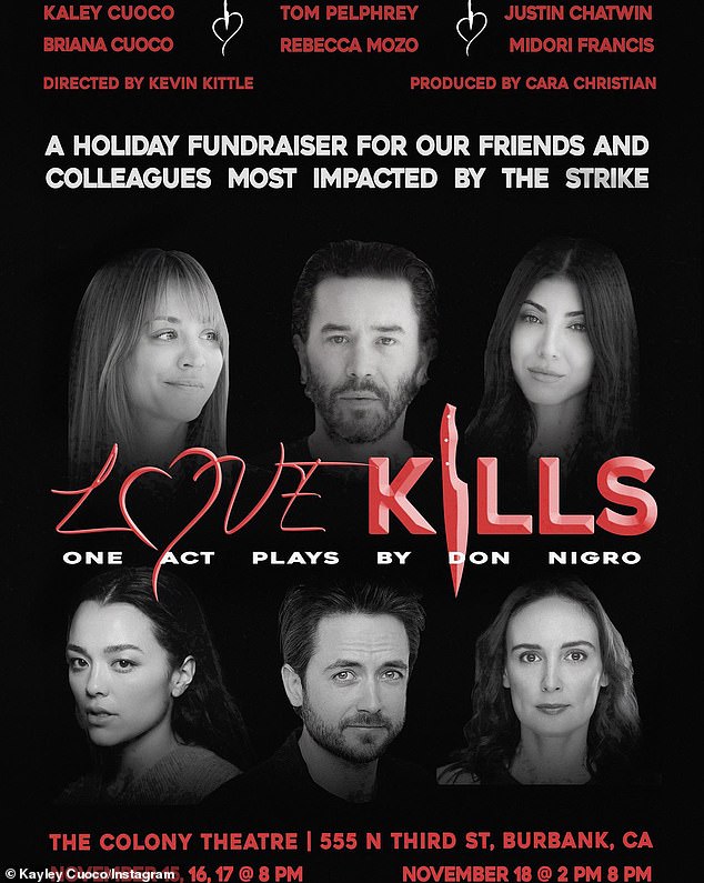 Coming Soon: Kaley took to social media to tease an upcoming play called Love Kills, in which she will perform alongside her boyfriend Tom