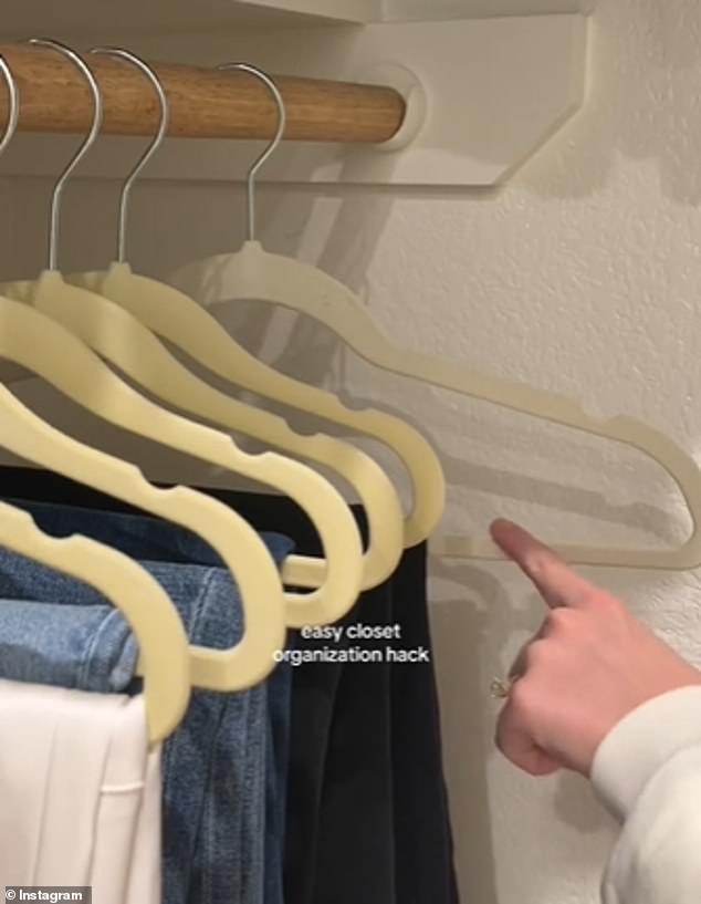 The TikToker showed off what the regular-sized hanger in her closet looked like compared to the baby hangers