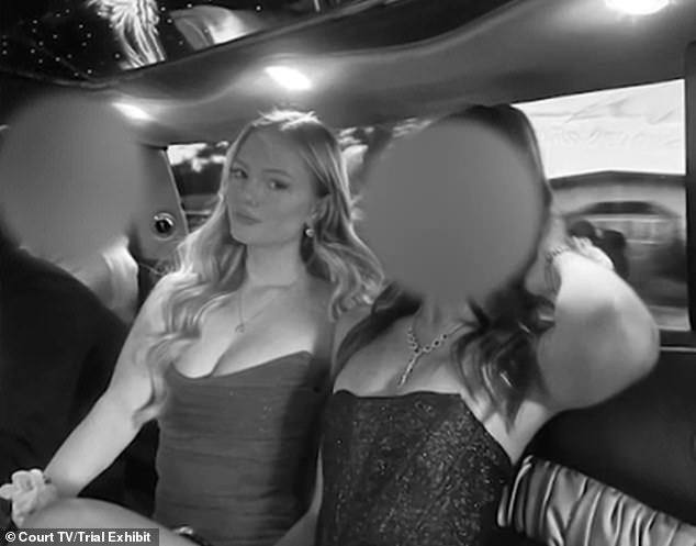 Maya Kowalski, seen in the back of a limousine, was also present at her homecoming.  Defense lawyers said this was proof that she was capable of leading a normal teenage life