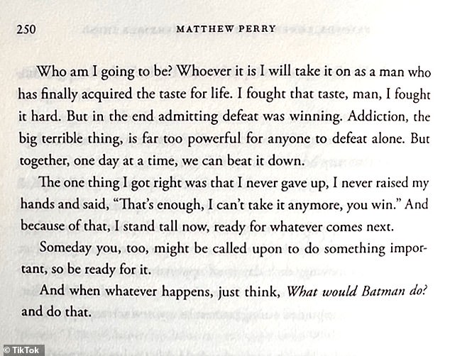 His words: The last chapter – and the last line – of Matthew Perry's memoir was about Batman