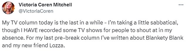 Break: In recent weeks, Victoria has hinted at her upcoming maternity leave as she cryptically tweeted about taking a 'little sabbatical' from her work as a TV presenter