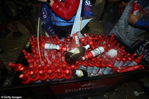 There was no shortage of beer and the champions were served full crates of bottles