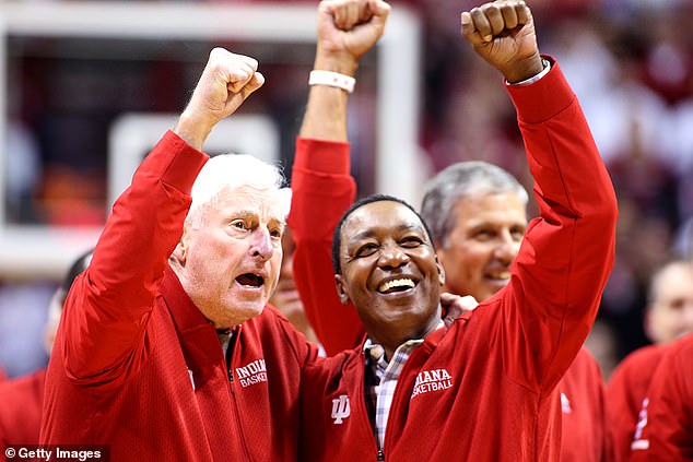 Bob Knight alongside perhaps his greatest player, Isiah Thomas, during a 2020 reunion at IU