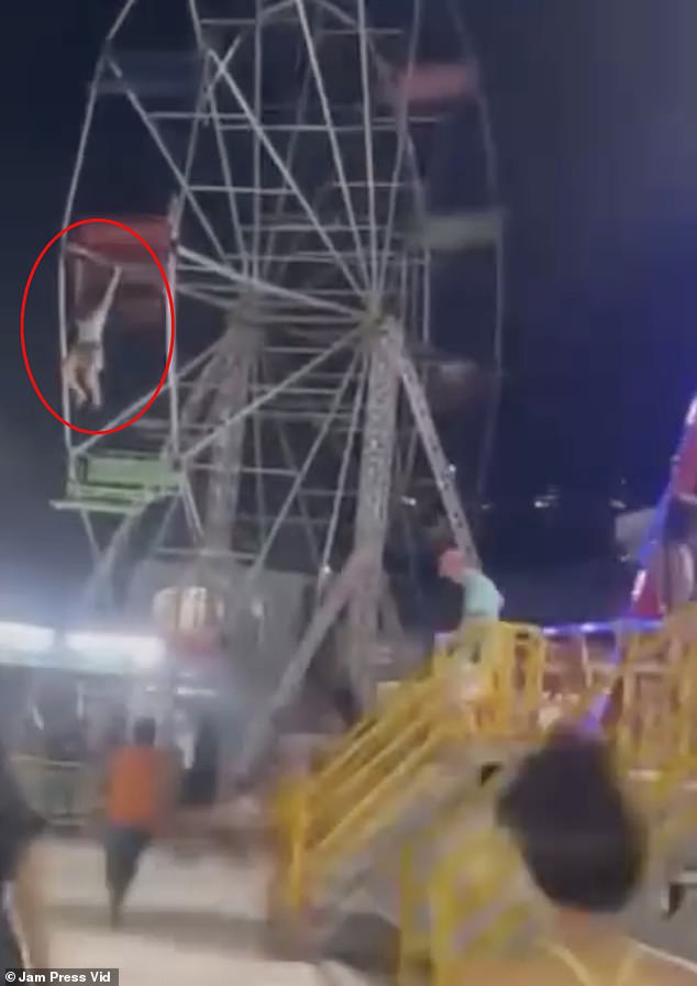 She was left dangling seven meters above the ground after her chair malfunctioned