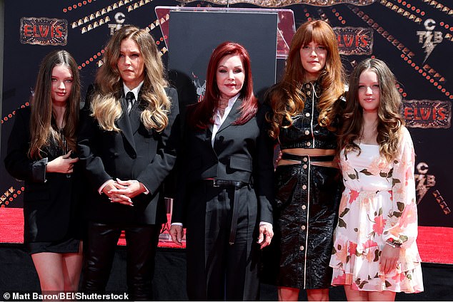 Finley Lockwood, Lisa Marie Presley, Priscilla Presley, Riley Keough and Harper Lockwood Three Generations of Presley's Hand and Footprint Ceremony, Los Angeles, California, June 21, 2022