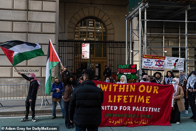 Dozens of protesters waited outside the Kings County Court on Thursday demanding Vernikov's resignation as they called for a ceasefire in the war-torn Middle East.