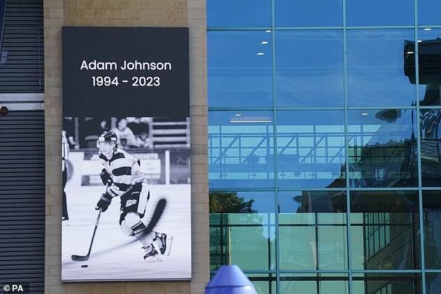 A noticeboard with a tribute to Johnson outside the Motorpoint Arena in Nottingham