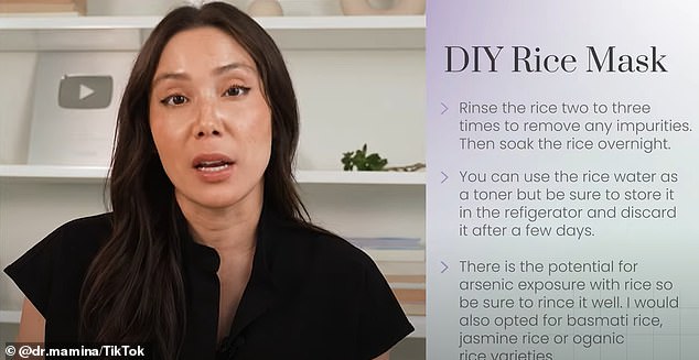 In a YouTube video about Japanese beauty secrets, Dr.  Turegano a recipe for a DIY rice water mask