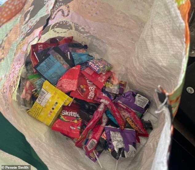 She immediately searches and throws away both bags (pictured), urging other parents to check their own children's supplies