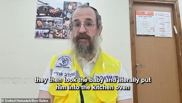 Asher Moskowitz, from the United Hatzalah first responder group, published a video of himself speaking to a camera and giving his testimony of what he saw after the October 7 attack