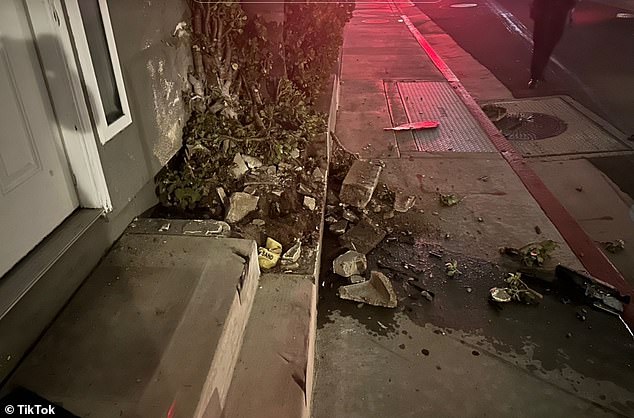 The damage Beador caused to a Newport Beach home after crashing into it while driving drunk in September