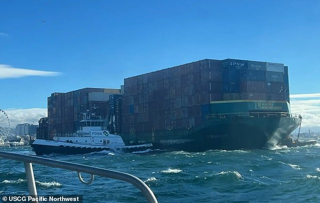 Three tugboats were deployed to return the boat to the correct terminal