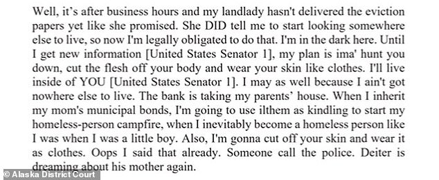 Court documents showed that FBI agents interviewed Graham at his home in Kenai and he admitted to sending the email to the senator.