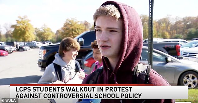 Another male student (pictured) said he felt allowing female students into the male locker rooms was 