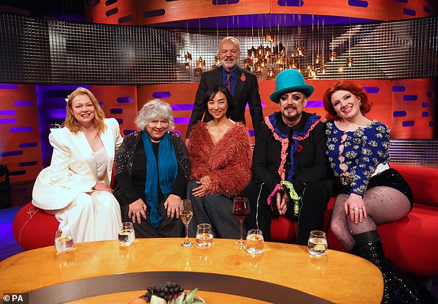 Line-up: Sarah appears alongside Miriam Margolyes, Greta Lee, Boy George and Ciara Mary-Alice Thompson, aka CMAT, on Friday's episode of The Graham Norton Show