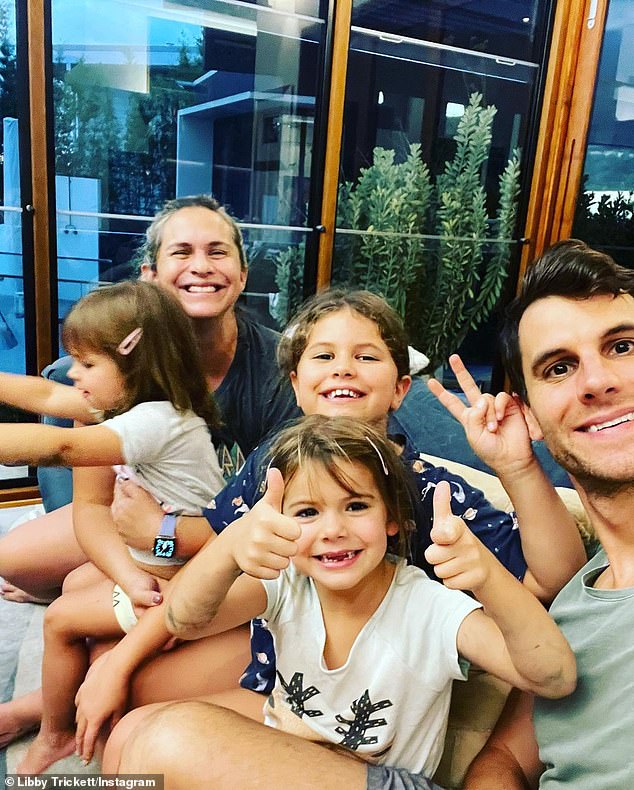 Libby and Luke already share three daughters Poppy, seven, Edwina, four, and Bronte, two - all pictured.  The champion swimmer joked: 