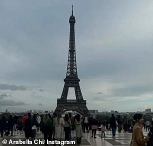 Spot the difference: Ruben and Arabella shared photos of the Eiffel Tower taken from the same angle