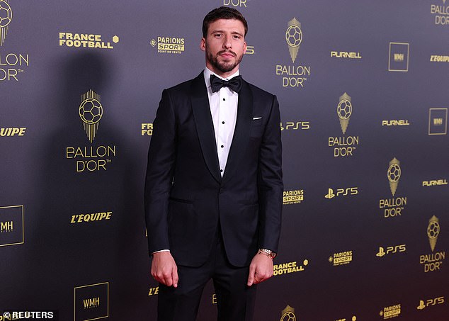 Awards ceremony: Portuguese international Ruben was in Paris on Monday for the glittering Ballon d'Or, but walked the red carpet alone