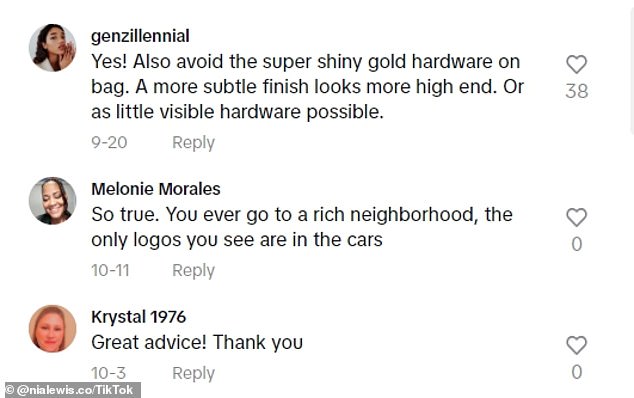 'Good advice!'  one user wrote, while another added: 'If you ever go to a rich neighborhood the only logos you see are on cars'