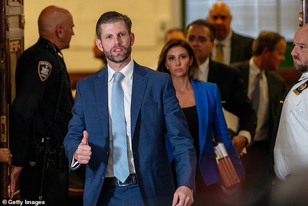 Eric Trump will be grilled in the stands for the second day in a row on Friday