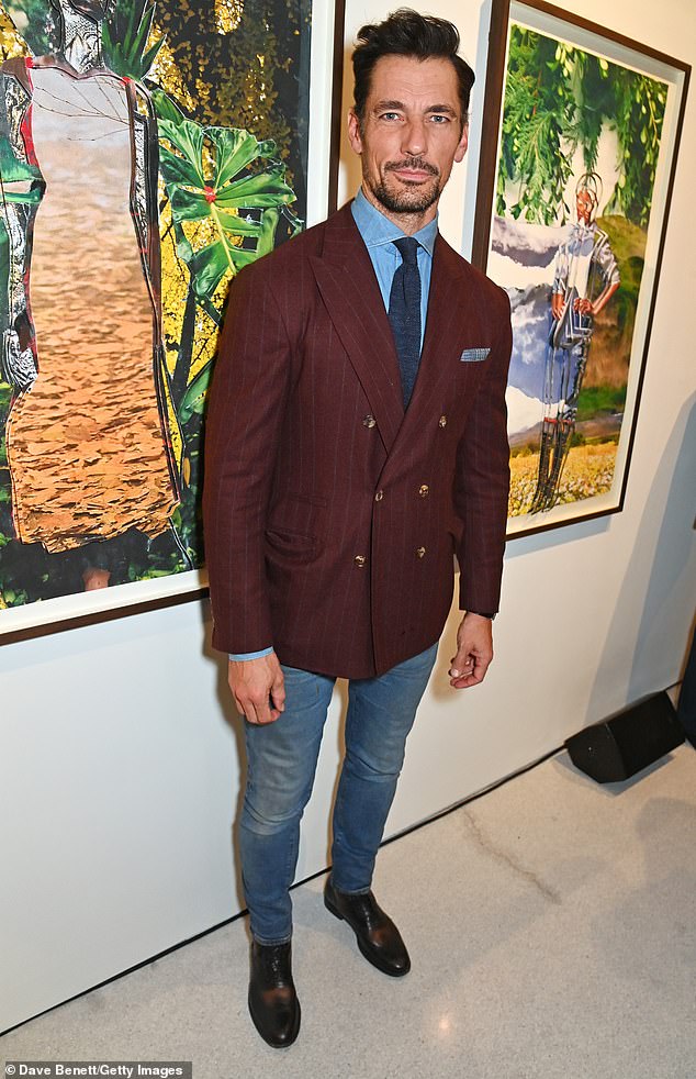 Suave: David Gandy looked friendly at the bash as he paired a maroon pinstripe blazer with jeans and patent brogues